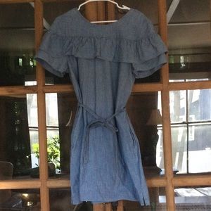JCrew Chambray Ruffle Dress Like New